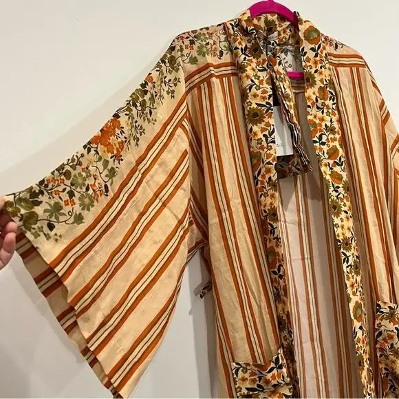 FINAL PRICE NEW NWT Spell Impala Lily Maxi Robe Gold - Picture 4 of 10